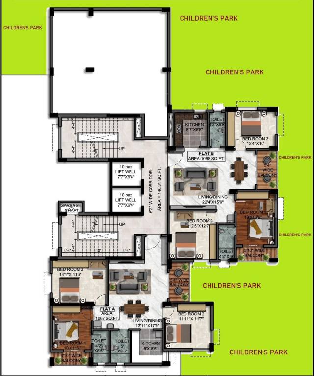  green Shree Sai Green Cluster Plan for 2nd Floor