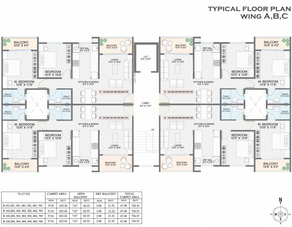  stellar rhythmm A Wing, B Wing And C Wing  Cluster Plan from 1st to 7th Floor