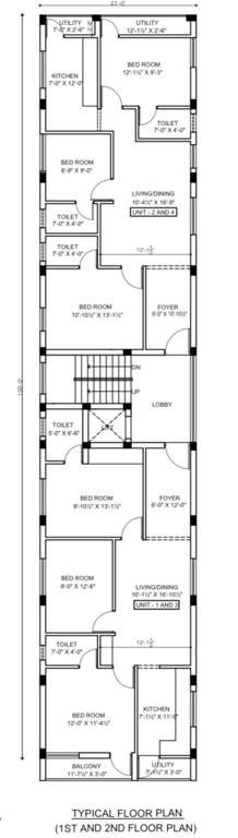  appartments Appartments Cluster Plan from 1st to 2nd Floor