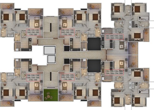  ved-laurels-phase-i C Building Cluster Plan from 1st to 4th Floor