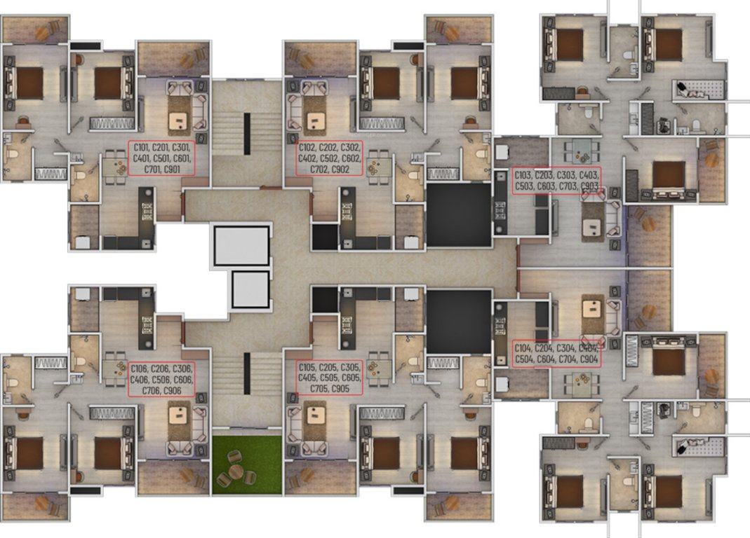  ved laurels phase i C Building Cluster Plan from 1st to 4th Floor