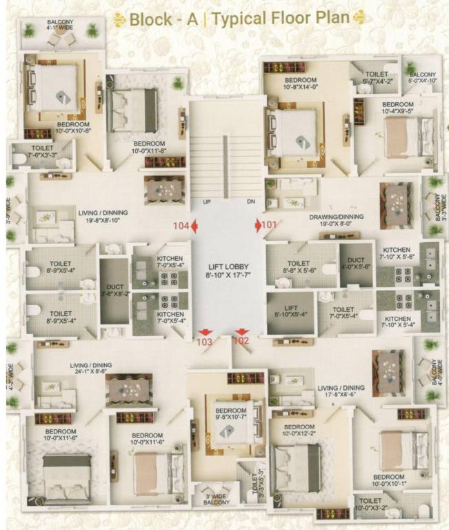  royal origin Block A Cluster Plan from 1st to 3rd Floor
