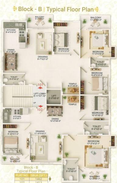  royal-origin Block B Cluster Plan from 1st to 3rd Floor