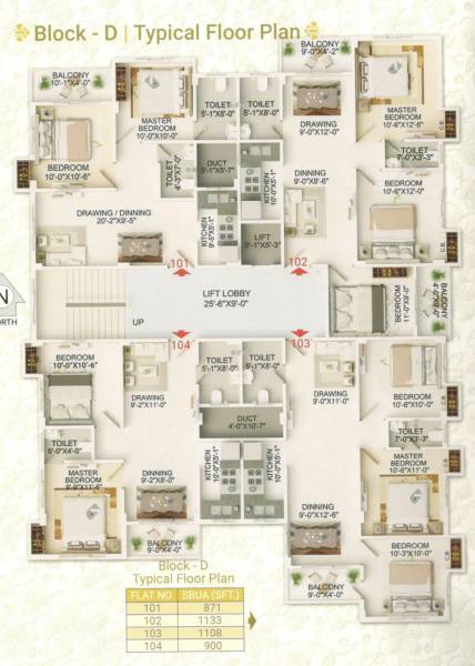  royal-origin Block D Cluster Plan from 1st to 3rd Floor