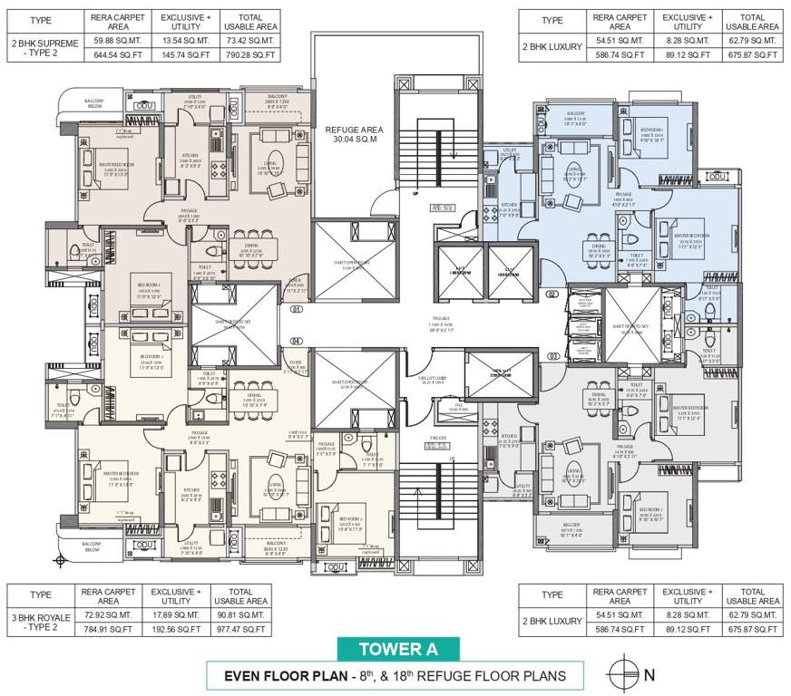 serenity at ashok astoria Tower A Cluster Plan For 8th And 18th Floor