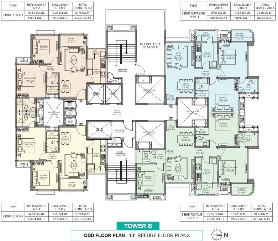 serenity at ashok astoria Tower B Cluster Plan For 13th Floor