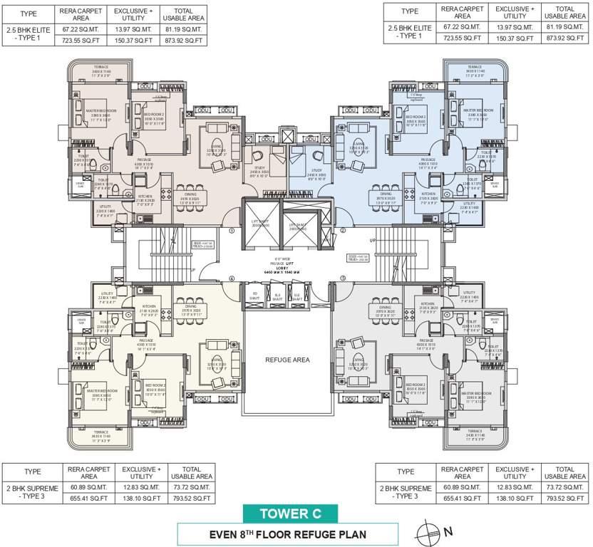 serenity at ashok astoria Tower C Cluster Plan For 8th Floor