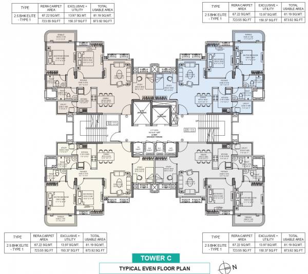 Tower C Typical Even Floor Cluster Plan serenity-at-ashok-astoria Tower C Typical Even Floor Cluster Plan