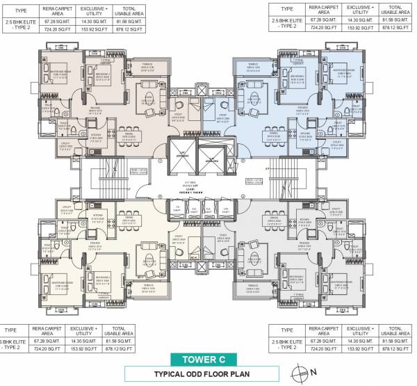 Tower C Typical Odd Floor Cluster Plan serenity-at-ashok-astoria Tower C Typical Odd Floor Cluster Plan