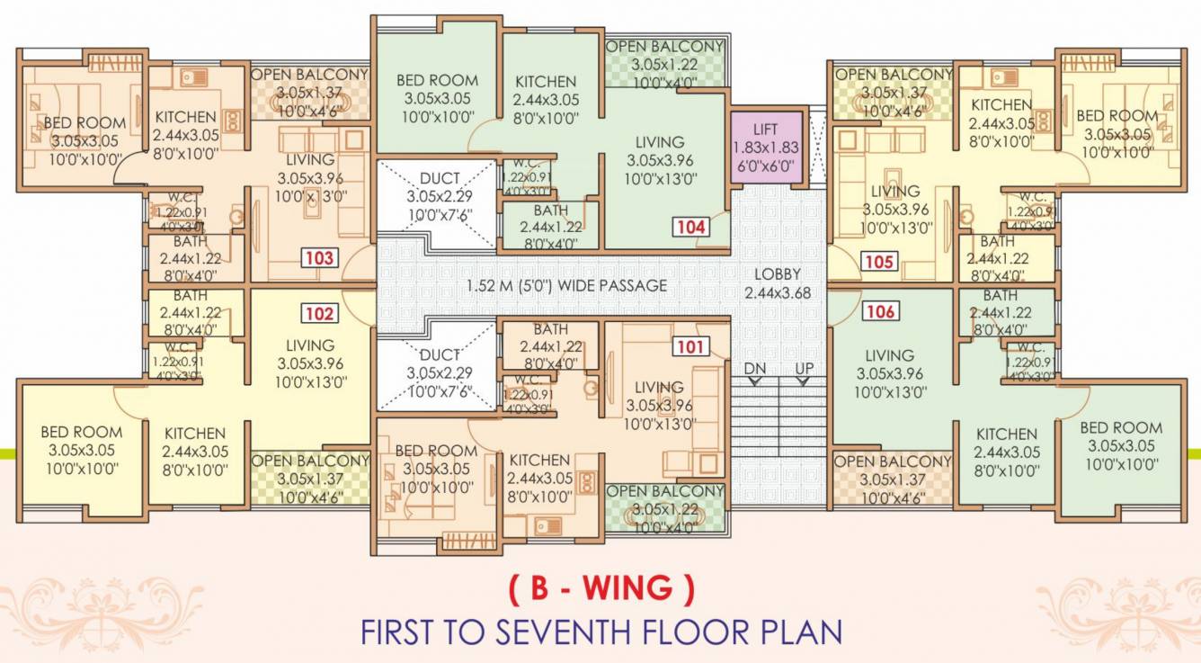  vrundavan park Wing B Cluster Plan from 1st to 7th Floor