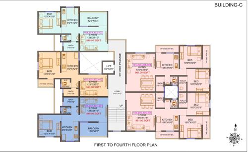  purandhar-gold Wing C Cluster Plan from 1st to 4th Floor