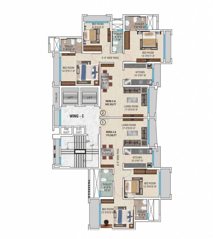  charkop akash kiran chs ltd A Wing Cluster Plan