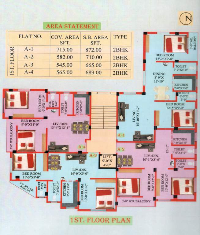  ganesh apartment 1 Ganesh Apartment 1 Cluster Plan for 1st Floor