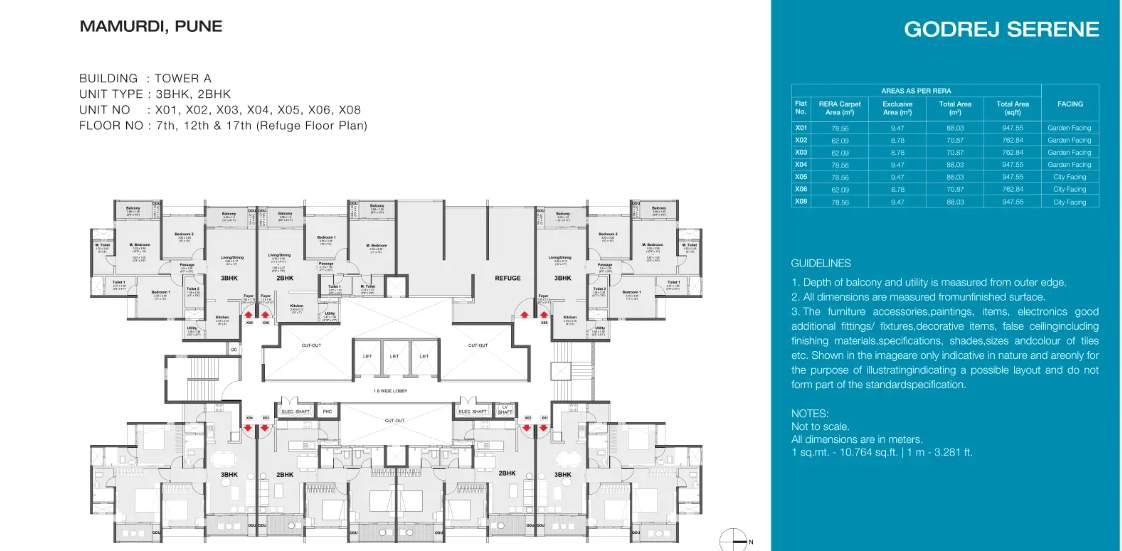  serene Tower A Cluster Plan from 7th to 12th Floor