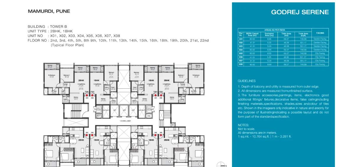  serene Tower B Cluster Plan from 2nd to 5th Floor