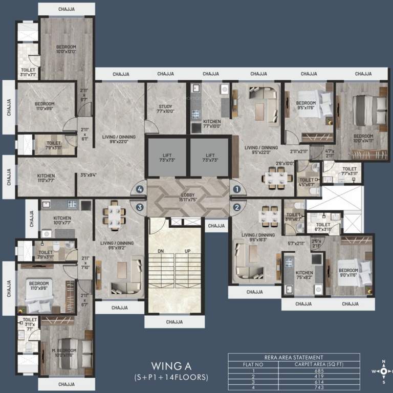 shanti kishan chs ltd Shanti Kishan Chs Ltd A Wing Typical Cluster Plan