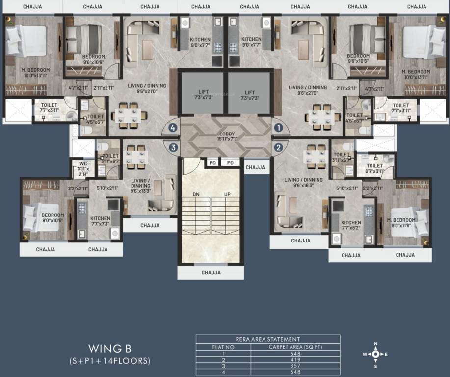  shanti kishan chs ltd Shanti Kishan Chs Ltd B Wing Typical Cluster Plan