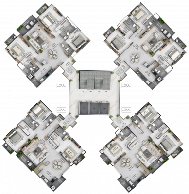  three-leaves C Wing Cluster Plan