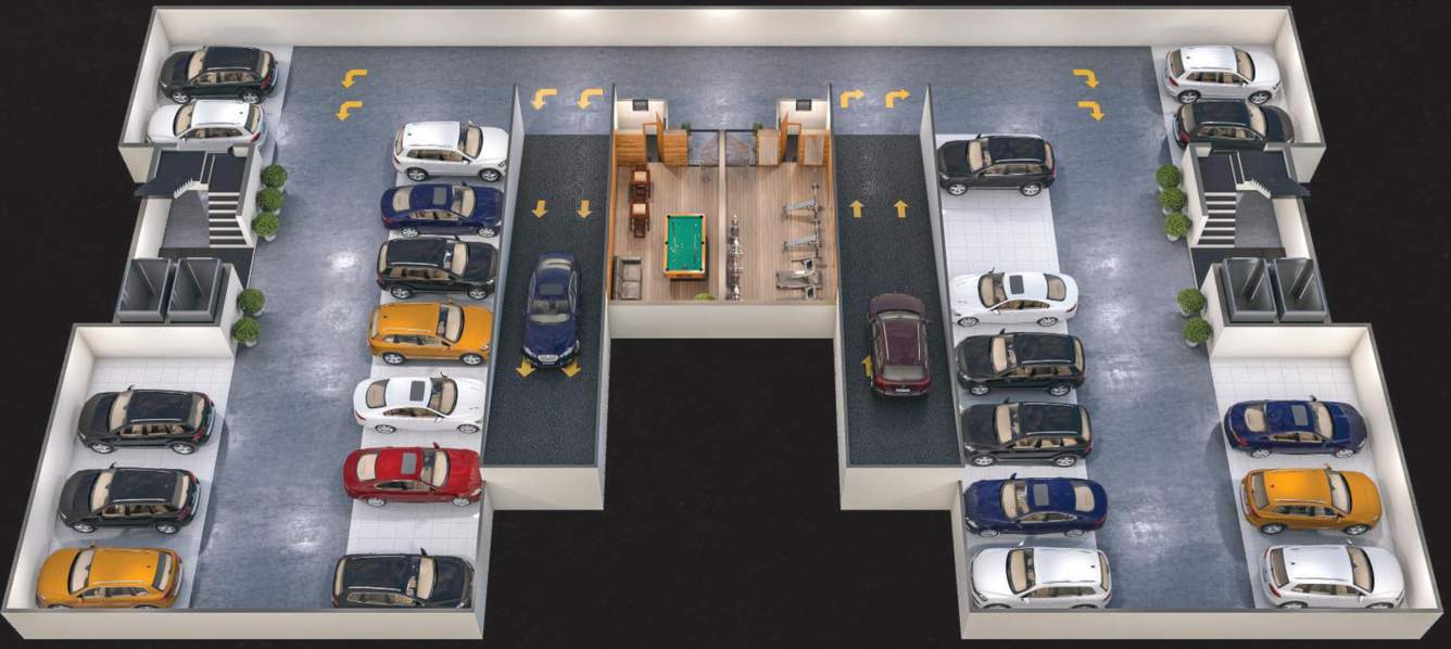 manorath 56 Tower A, B Basement Cluster Plan 3D