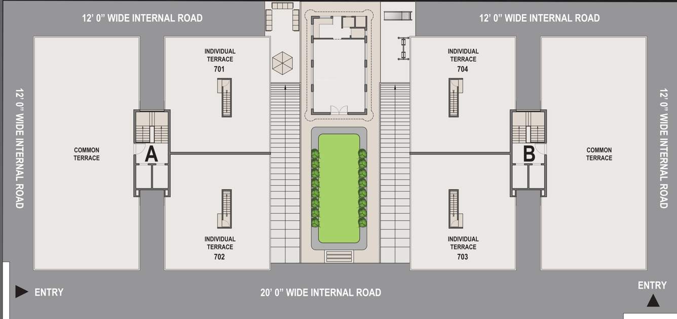 manorath 56 Tower A, B Terrace Floor Cluster Plan