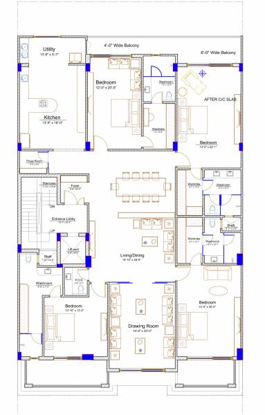  homes-2 Homes 2 Cluster Plan from 1st to 4th Floor