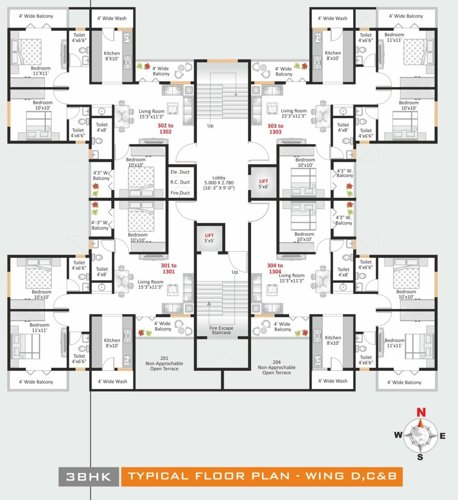  garden-homes-atharva-nagari-vii Wing B Cluster Plan