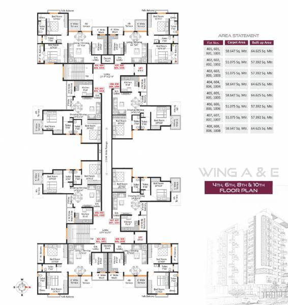  nagari-vi Building A And E Cluster Plan for Even Floor