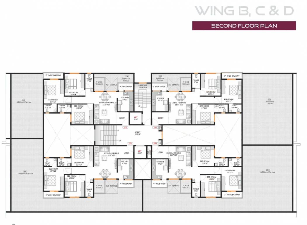 nagari vi Building B, C And D Cluster Plan for 2nd Floor