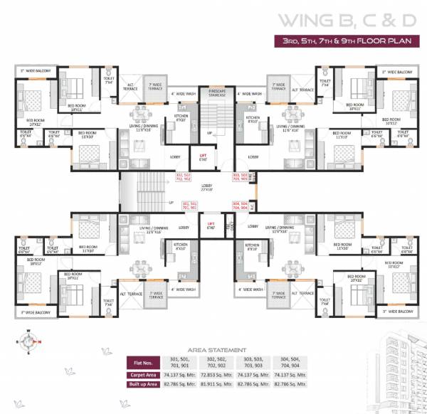  nagari-vi Building B, C And D Cluster Plan for Odd Floor