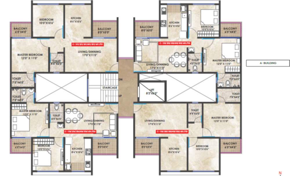  avenue Building A Cluster Plan from 1st to 7th Floor