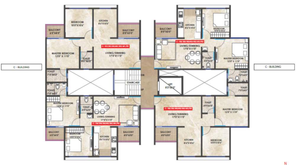  avenue Building C Cluster Plan from 1st to 7th Floor