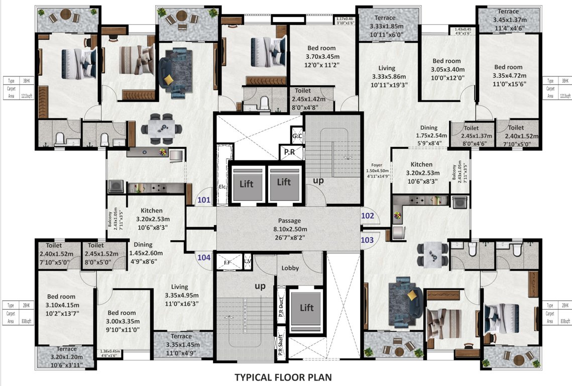  equinox i Bldg 1B Cluster Plan from 1st to 24th Floor