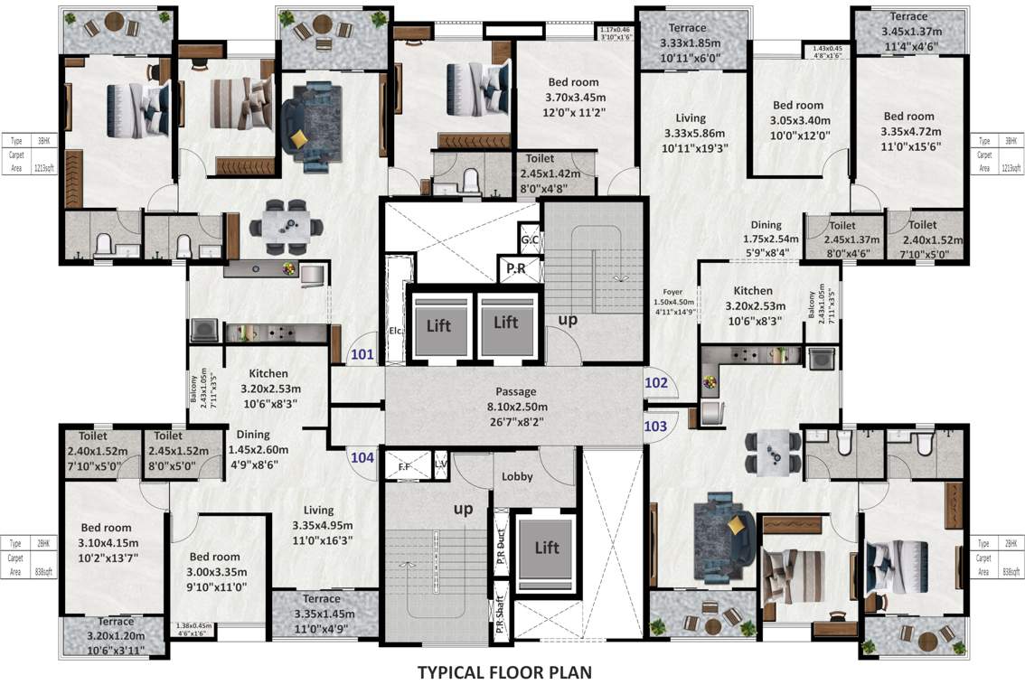  equinox i Bldg 1C Cluster Plan from 1st to 24th Floor