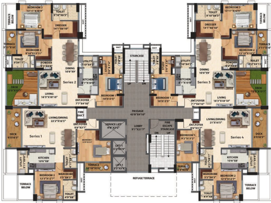 vertillas Tower A Or Tower 1 Cluster Plan from 1st, 3rd, 5th, 7th, 11th And 13th Floor