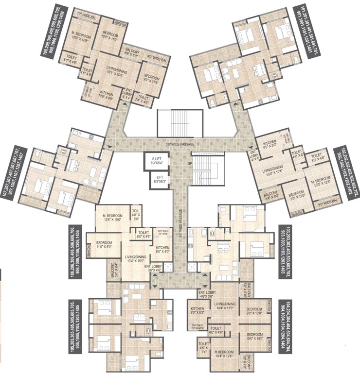  life park Building C And F Cluster Plan For Typical Floor Plan