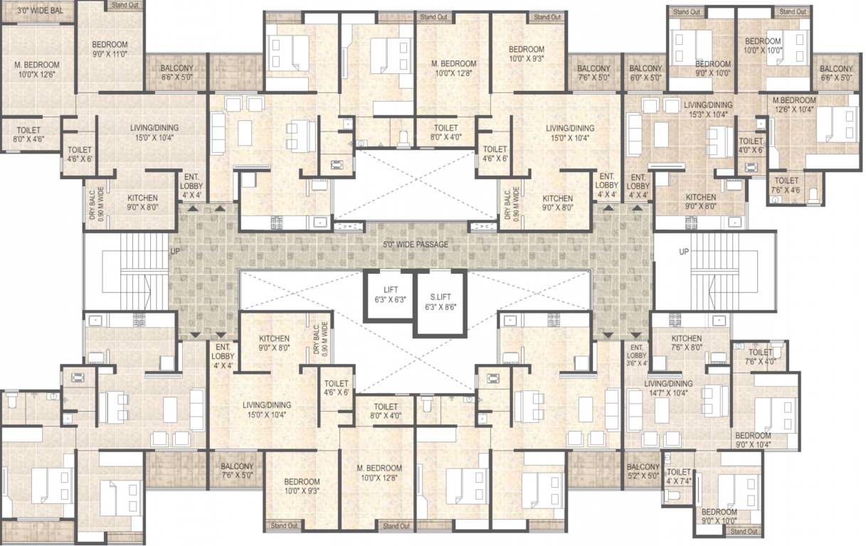  life park Building D And G Cluster Plan For Typical Floor Plan