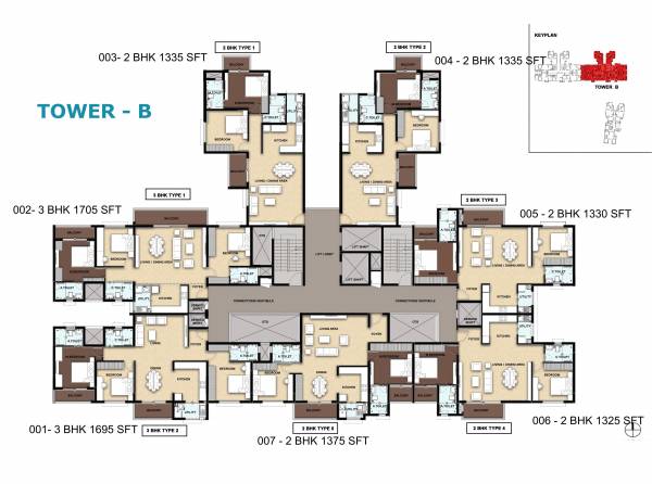  springs Block B Cluster Plan For Typical Floor