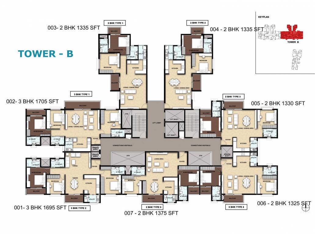  springs Block B Cluster Plan For Typical Floor