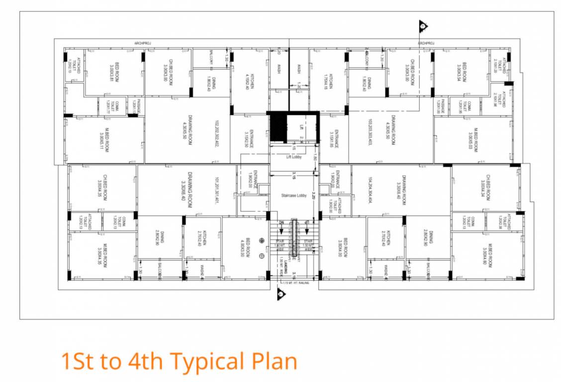  greens Greens Cluster Plan from 1st to 4th Floor
