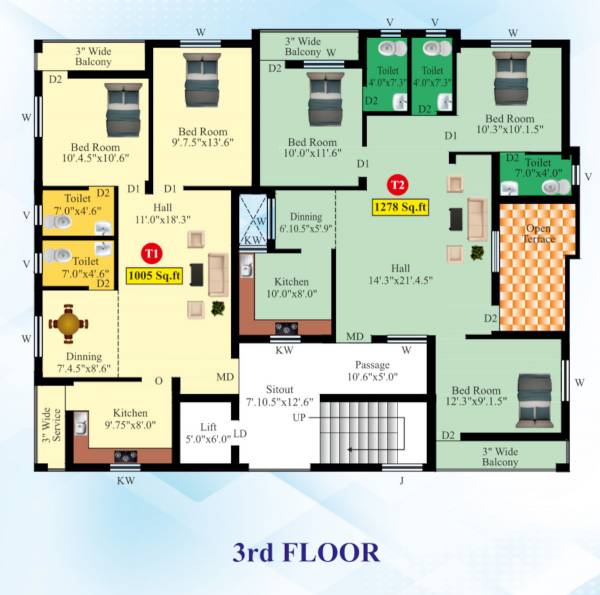  priya Priya Cluster Plan for 3rd Floor
