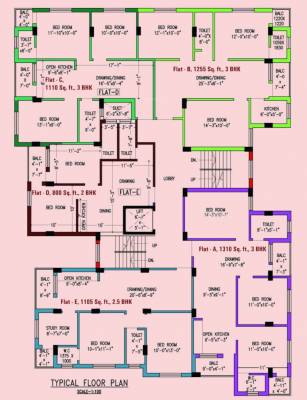 Gitanjali Enclave Cluster Plan For Typical Floor gitanjali-enclave Gitanjali Enclave Cluster Plan For Typical Floor