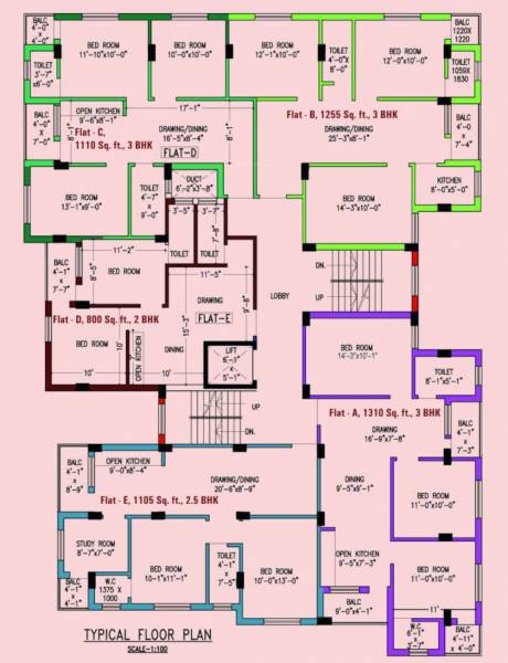 Gitanjali Enclave Cluster Plan For Typical Floor gitanjali-enclave Gitanjali Enclave Cluster Plan For Typical Floor