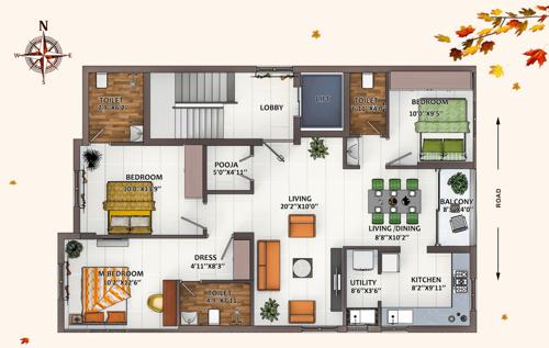  shelters-natesar Shelters Natesar Cluster Plan from 1st to 3rd Floor