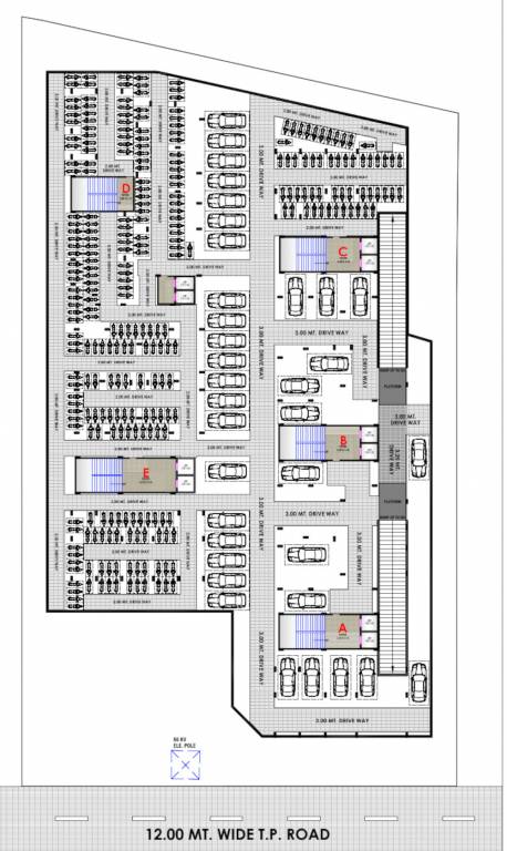  sahitya altezza Block A, B, C, D & E Cluster Plan For Basement 