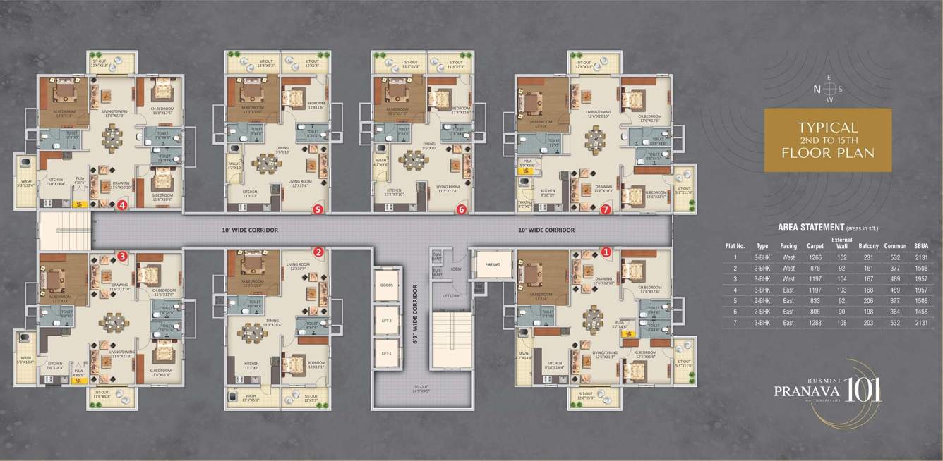  pranava 101 Pranava 101 Cluster Plan from 2nd to 15th Floor