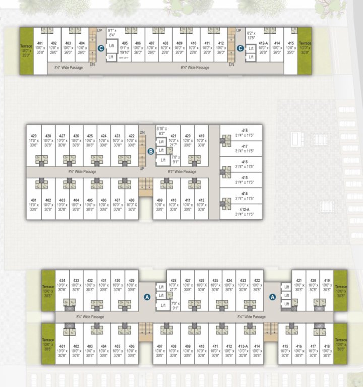  orbit Block A, B & C Cluster Plan For Office 4Th Floor
