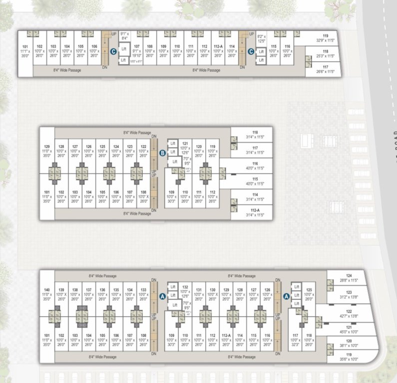  orbit Block A, B & C Cluster Plan For Showrooms 1st Floor
