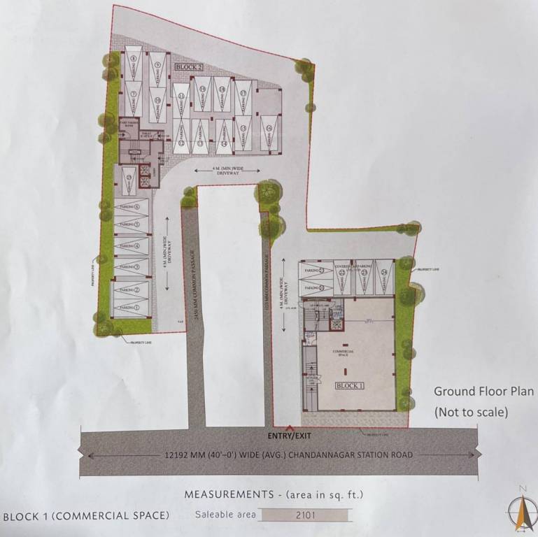  square Block 1 And Block 2 Cluster Plan for ground Floor
