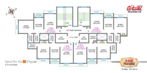  paradise-building-no-9-wing-a-b-c Ostwal Paradise Building No 9 Wing A Cluster Plan