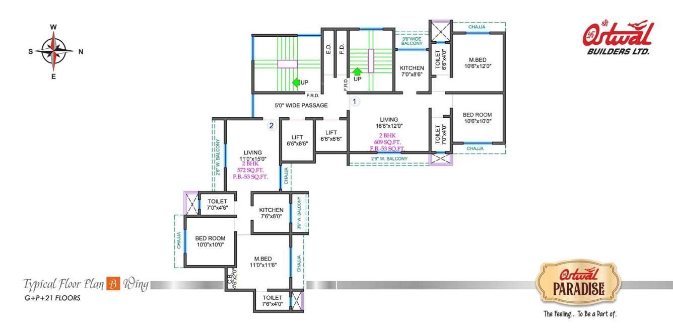  paradise building no 9 wing a b c Ostwal Paradise Building No 9 Wing B Cluster Plan